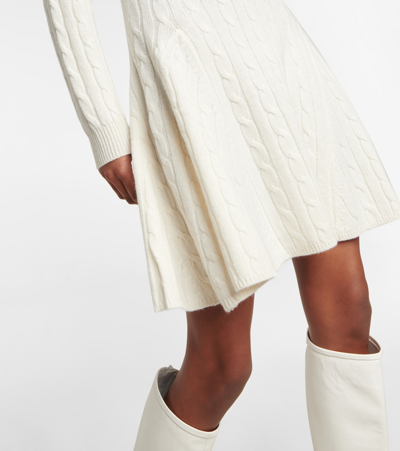 Shop Polo Ralph Lauren Cable-knit Wool And Cashmere Mini Dress In Cream