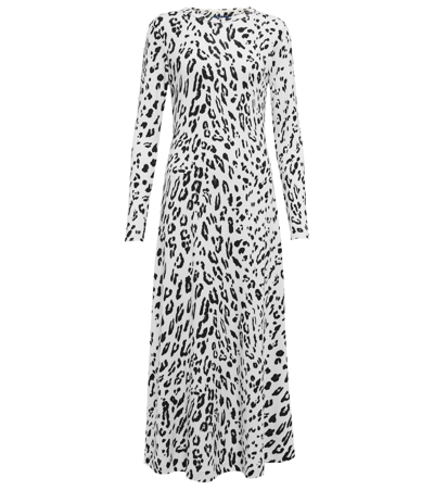 Shop Polo Ralph Lauren Leopard-print Wool-blend Maxi Dress In Snow Leopard