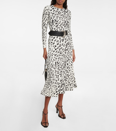 Shop Polo Ralph Lauren Leopard-print Wool-blend Maxi Dress In Snow Leopard