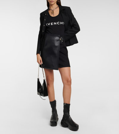 Shop Givenchy Logo Cotton-blend T-shirt In Black
