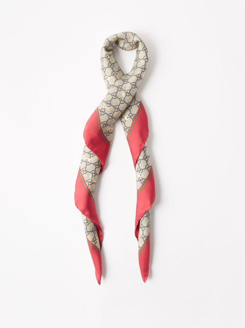 Gucci Horsebit-print silk scarf - Pink