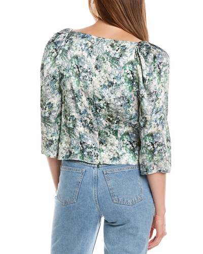 Vince Floral-print Square-neck Blouse In Green