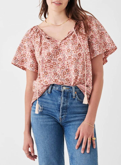 Shop Faherty Florence Top In Earth Block Print In Pink