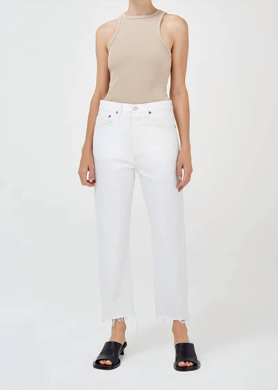 Shop Agolde 90s Crop Mid Rise Loose Straight Jean In Element In White