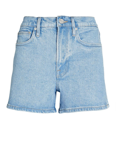 Shop Frame High Rise Denim Shorts In Denim Light In Blue