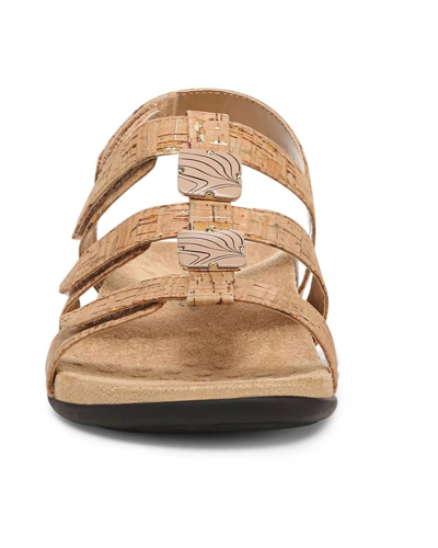 Shop Vionic Amber Adjustable Sandal In Gold Cork In Beige