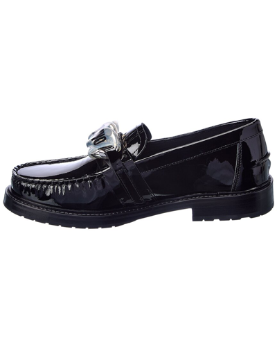Shop Moschino Logo Patent Loafer In Black