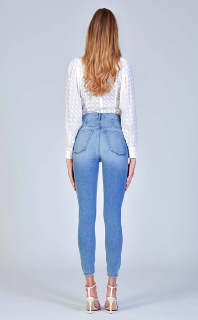 Shop Black Orchid Bridget Double Button Skinny Jean In Livin' On The Edge In Blue