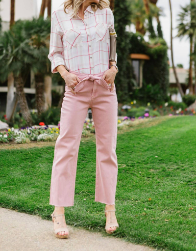 Velvet Heart Bowie Tie Front Jeans In Peach Rose In Pink | ModeSens