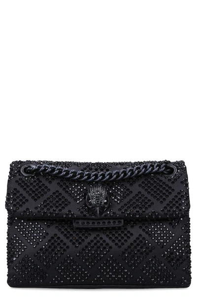 Shop Kurt Geiger Mini Kensington Embellished Fabric Convertible Crossbody Bag In Black