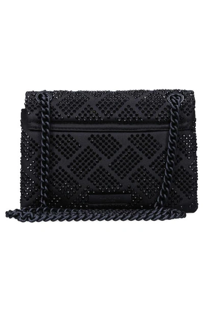 Shop Kurt Geiger Mini Kensington Embellished Fabric Convertible Crossbody Bag In Black