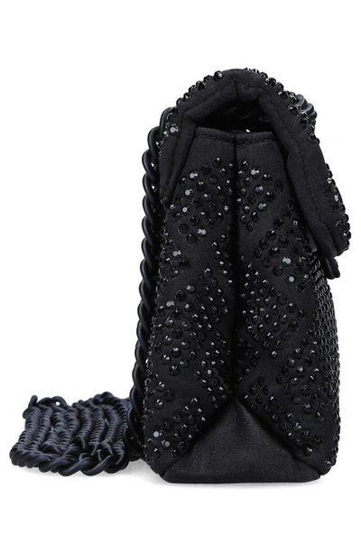 Shop Kurt Geiger Mini Kensington Embellished Fabric Convertible Crossbody Bag In Black