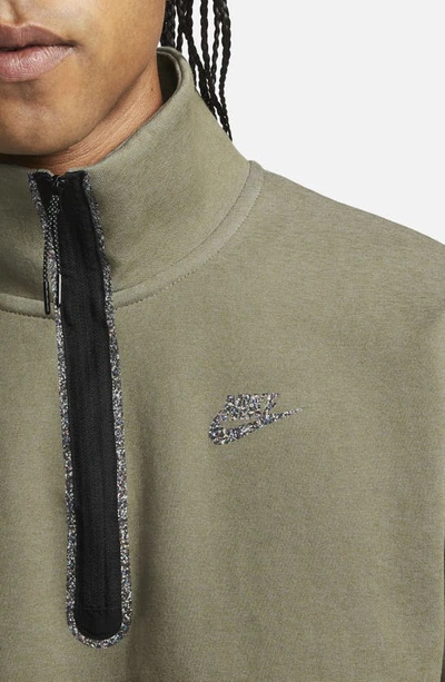Shop Nike Tech Fleece Quarter-zip Pullover In Medium Olive/ Heather