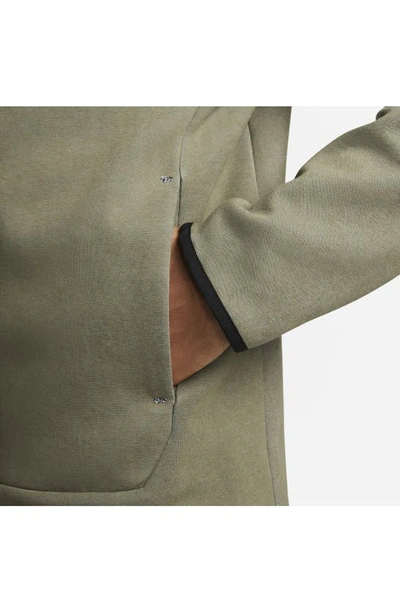 Shop Nike Tech Fleece Quarter-zip Pullover In Medium Olive/ Heather