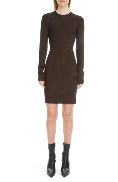 Shop Givenchy 4g Logo Long Sleeve Dress In Chocolate