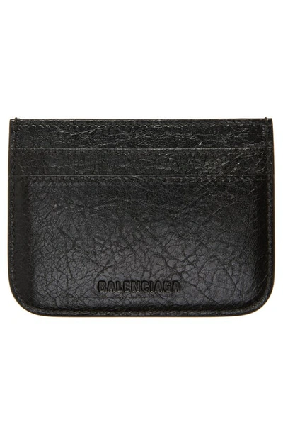 Shop Balenciaga Le Cagole Lambskin Leather Card Holder In Black