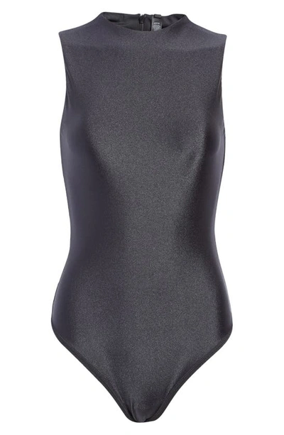 NWT Skims Women's Disco Mock Neck Long Sleeve Bodysuit – Silver – XL