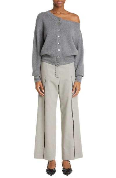 Shop Interior Fontaine Paint Wide Leg Cotton Suit Trousers In Soft Grey