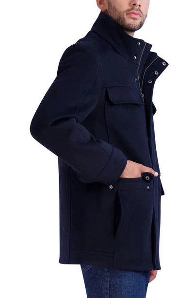 Shop Cole Haan Wool Blend Field Coat In Navy