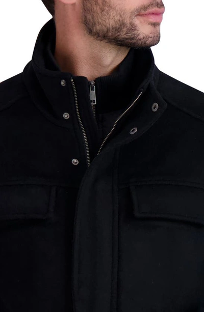 Shop Cole Haan Wool Blend Field Coat In Black