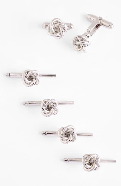 Shop David Donahue Knot Cuff Link & Stud Set In Sterling Silver