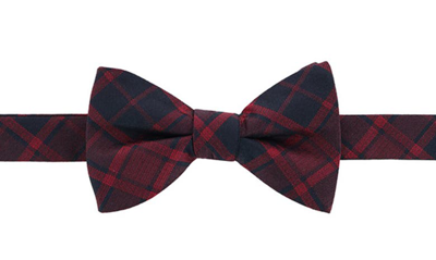 Shop Trafalgar Kincaid Plaid Silk Bow Tie In Red Plaid