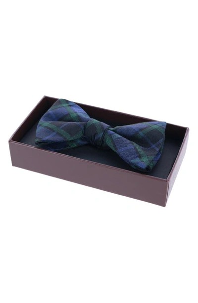 Shop Trafalgar Ives Plaid Silk Bow Tie In Green