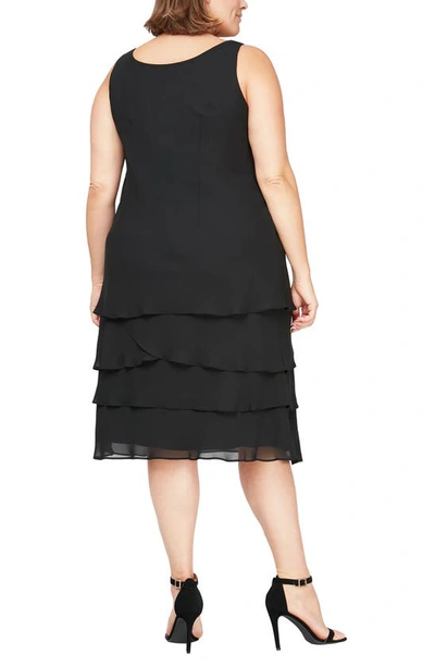 Sl Fashions Layered Sequin Cocktail Dress & Jacket In Black