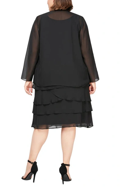 Sl Fashions Layered Sequin Cocktail Dress & Jacket In Black