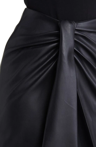 Shop Open Edit Wrap Front Faux Leather Skirt In Black
