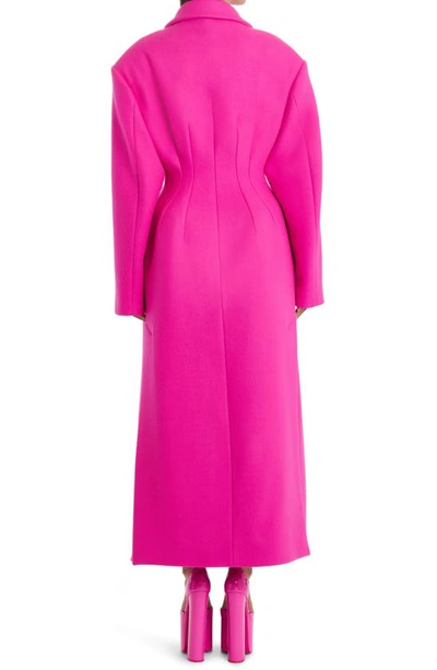 Shop Valentino Double Breasted Wool Blend Coat In Pink Pp Uwt