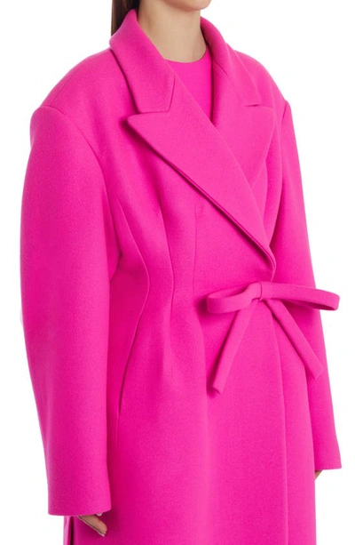 Shop Valentino Double Breasted Wool Blend Coat In Pink Pp Uwt