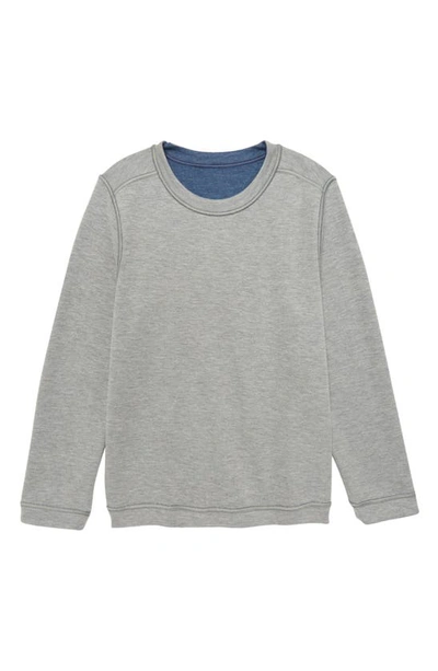 Shop Johnston & Murphy Kids' Reversible Cotton Blend Sweatshirt In Blue/ Light Gray