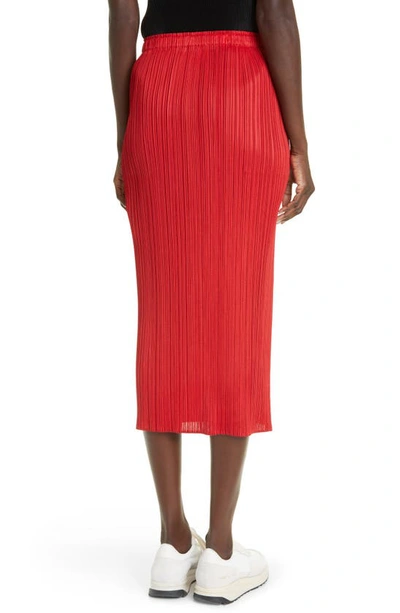 Shop Issey Miyake New Colorful Basics 3 Pleated Midi Skirt In Red