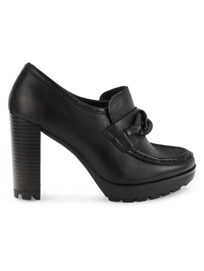 Shop Kenneth Cole Women's Jackie Block Heel Leather Lug Booties In Black