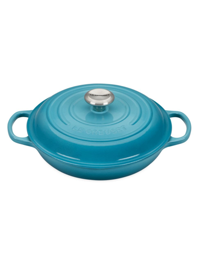 Shop Le Creuset Signature Braiser With Ss Knob In Caribbean