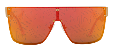 Shop Diff La Reina Gold Orange Yellow Shield Sunglasses