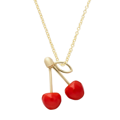 Shop Aliita Cereza Necklace In Yellow Gold,red Coral