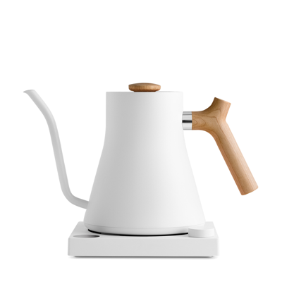 Shop Fellow Stagg Ekg Electric Kettle In Matte White With Maple