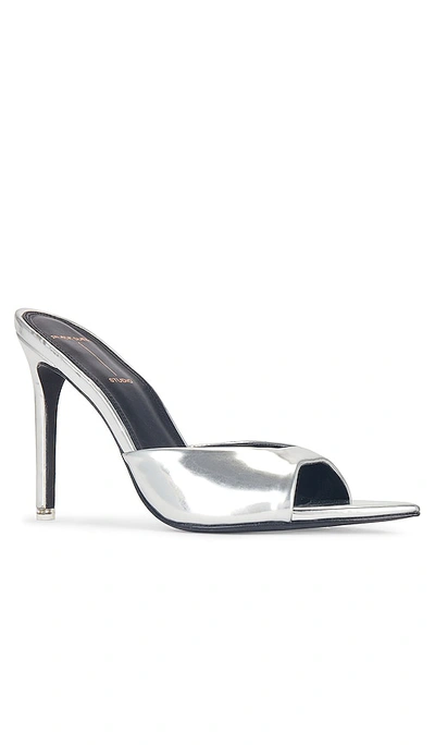 Black Suede Studio Brea Mule In Silver Mirror Metallic
