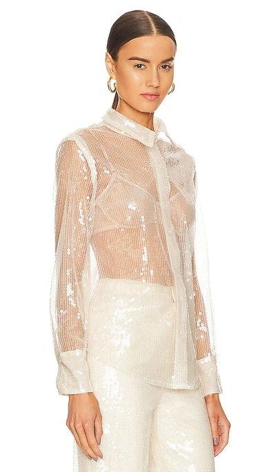 More To Come Wyatt Button Down Top In Nude
