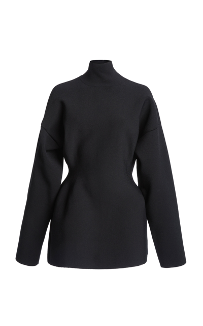 Shop Balenciaga Compact-knit Hourglass Turtleneck Top In Black