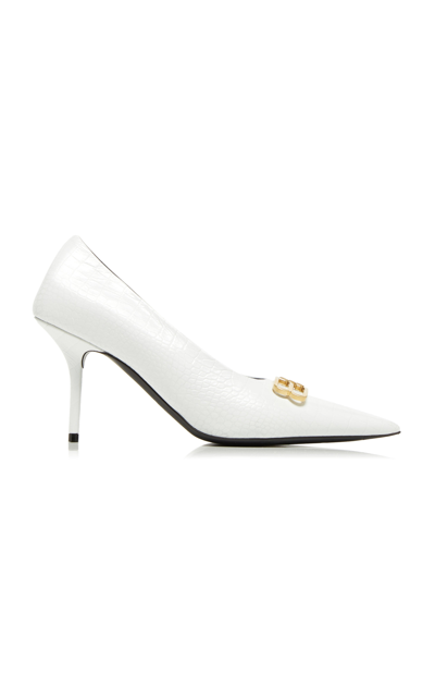 Shop Balenciaga Knife Leather Pumps In White