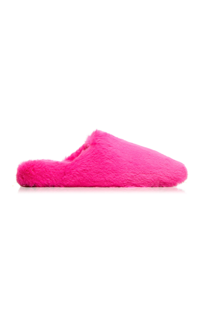 Shop Balenciaga Teddy Faux Fur Mules In Pink