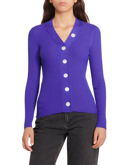 Shop Sandro Women's Knitted Cardigan In Purple