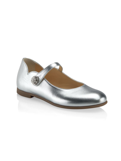 Shop Christian Louboutin Little Girl's & Girl's Melodie Chick Strass Flats In Silver