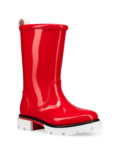 Shop Christian Louboutin Little Girl's & Girl's Toy Patent Rain Boots In Red