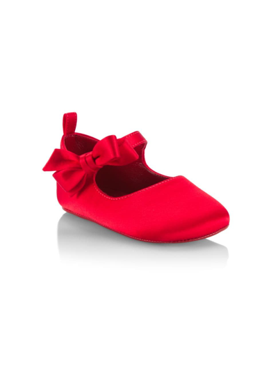Shop Christian Louboutin Baby Girl's Lou Babe Satin Crepe Flats In Red