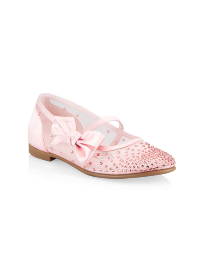 Shop Christian Louboutin Little Girl's & Girl's Melodie Strass Satin Flats In Pink