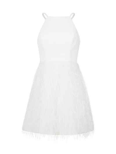 Shop Bcbgmaxazria Women's Sleeveless Faux-feather Minidress In Off White
